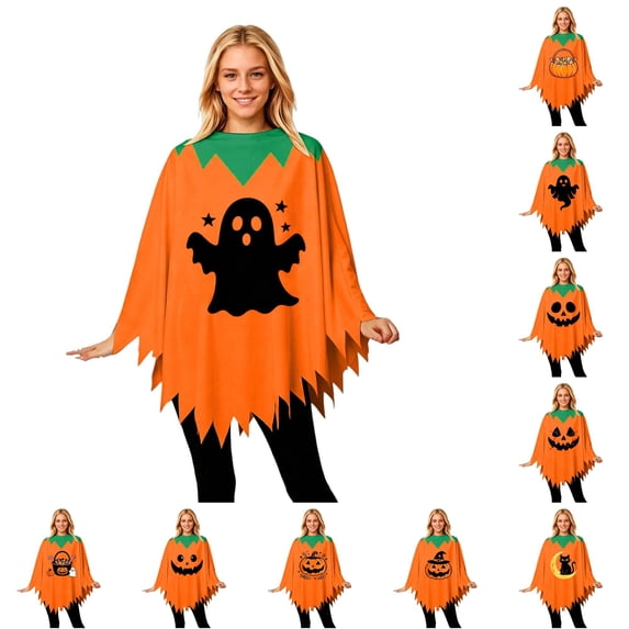 DHFJKG Pumpkin Poncho For Women Halloween Spooky Pumpkin Cape Halloween Party Accessory