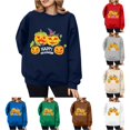 thumbnail image 1 of DHFJKG Pumpkin Sweatshirts Women Happy Halloween Printed Long Sleeve Crewneck Casual Loose Pullover Tops, 1 of 4
