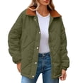 thumbnail image 1 of DHFJKG Quilted Padded Jackets For Women Long Sleeve Snap Button Collared Loose Fit Lightweight Coat Versatile Outerwear, 1 of 5