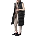 thumbnail image 1 of DHFJKG Quilted Padded Vest For Womens Sleeveless Snap Button Knee-Length Coat Jacket With Pockets Winter Versatile Outerwear, 1 of 9