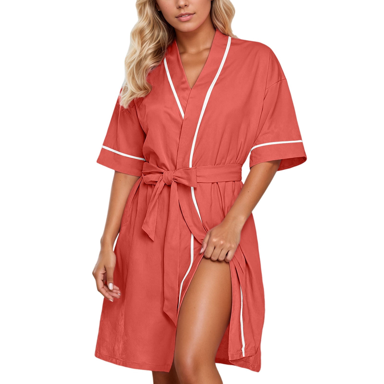 Comfortable Robe DHFJKG Robes For Women Short Sleeve V Neck Soft Comfortable Loungewear ...