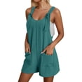 thumbnail image 1 of DHFJKG Rompers For Women Summer Casual Adjustable Straps Bib Overalls Wide Leg Romper With Pockets Beach Clothes Scoop Neck Versatile Onesie, 1 of 5