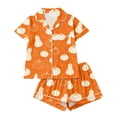 thumbnail image 1 of DHFJKG Satin Pajamas For Women Set Halloween Sleepwear Short Sleeve Button Down 2 Piece Loungewear Set, 1 of 6