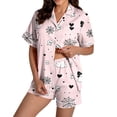 thumbnail image 1 of DHFJKG Satin Pajamas For Women Set Halloween Sleepwear Short Sleeve Button Down 2 Piece Loungewear Set, 1 of 6