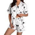 thumbnail image 1 of DHFJKG Satin Pajamas For Women Set Halloween Sleepwear Short Sleeve Button Down 2 Piece Loungewear Set, 1 of 6