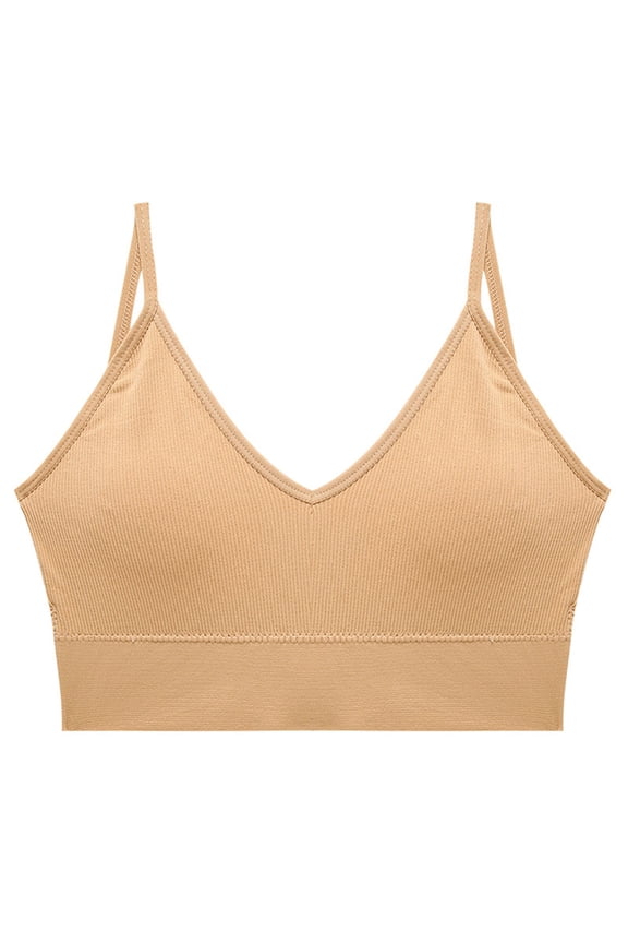 Seamless Deep V Neck Camisole Women Stretch Sleeveless Tank Top With Built In Bra Comfortable Cropped Trendy Tops
