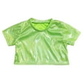 thumbnail image 1 of DHFJKG Shiny Crop Top For Girls Carnival Performance Glitter Stretch Slim Fit Short Sleeve Tee Dance Party Trendy Tops, 1 of 4