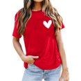 thumbnail image 1 of DHFJKG Short Sleeve T Shirt Women Heart Print Graphic Tee Round Neck Loose Fit Summer Casual Tshirts Stylish Tops, 1 of 4