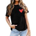 thumbnail image 1 of DHFJKG Short Sleeve T Shirt Women Heart Print Graphic Tee Round Neck Loose Fit Summer Casual Tshirts Trendy Tops, 1 of 4