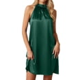 thumbnail image 1 of DHFJKG Silk Satin Dresses For Women Sleeveless Halter High Neck Loose Fit Mini Dress Summer Casual Evening Party Wear Trendy Dresses, 1 of 6