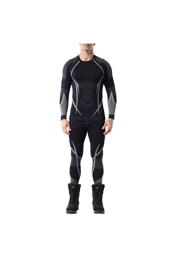 Skiing Base Layer Mens Thermal Underwear 2 Piece Set Slim Fit Quick-Dry Top Bottoms For Cold Weather Athletic Classic Outfit
