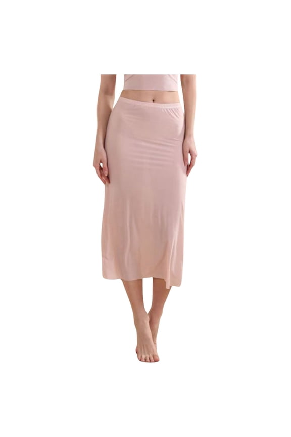 Skirts For Women Petticoat Breathable Underskirt Elastic Waist Silk Satin Seamless Midi Versatile Skirt