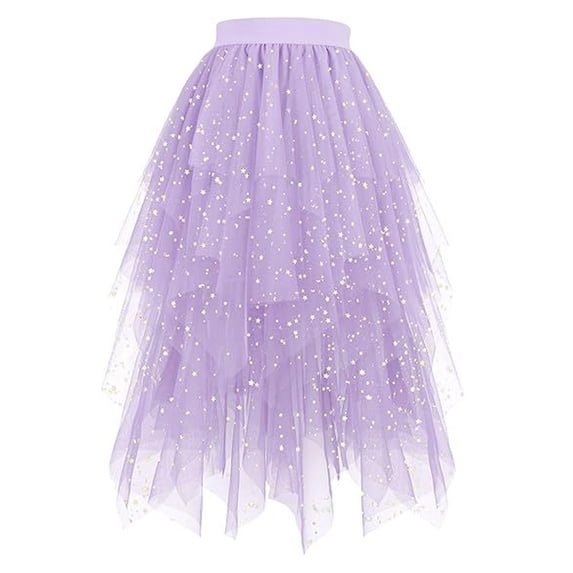 DHFJKG Skirts For Women Petticoat Layered Mesh Midi Ball Gown Skirt Irregular Hem Puffy Solid Color Tiered Flowy Versatile Skirt