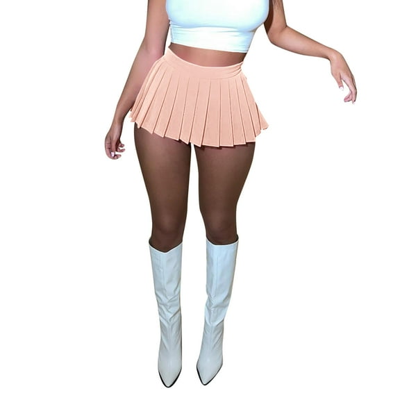 DHFJKG Skirts For Women Pleated A-Line Short Mini Basic Skirt School Uniform Skater Skirts Nightout Club Wear Cozy Skirt