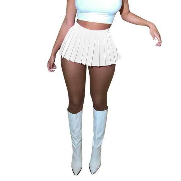 DHFJKG Skirts For Women Pleated A-Line Short Mini Basic Skirt School Uniform Skater Skirts Nightout Club Wear Soft Skirt