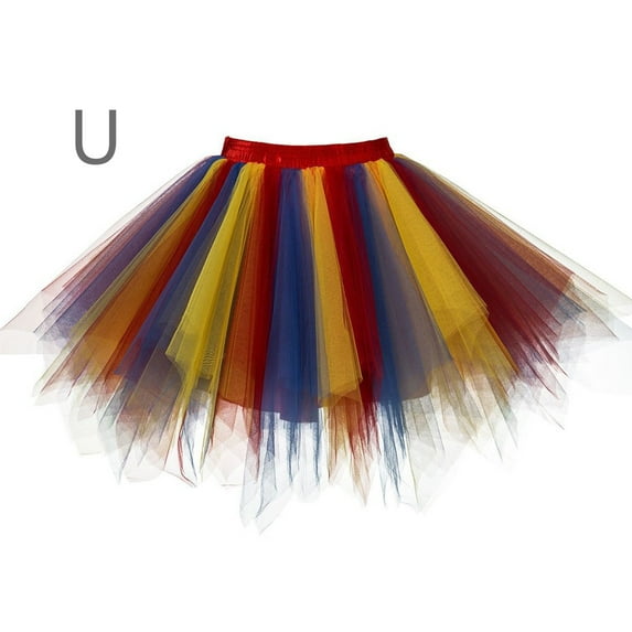 DHFJKG Skirts For Women Pleated Colorful Mesh Mini Ball Gown Skirt Carnival Party Dance Tutu Versatile Skirt