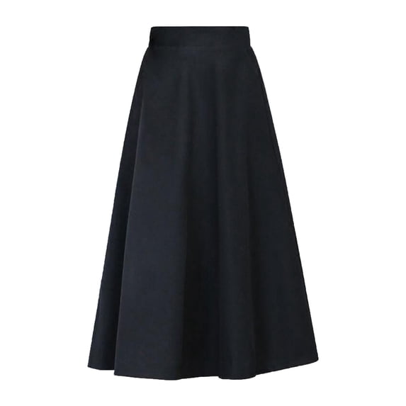 DHFJKG Skirts For Women Woolen High Rise Elastic Waist A Line Midi Skirt Mid-Calf Solid Color Stylish Skirt