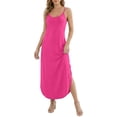 thumbnail image 1 of DHFJKG Sleeveless Beach Dress Women Loose Fit Summer Comfortable Flowy Long Dress Adjustable Straps Curved Hem Scoop Neck Trendy Dresses, 1 of 9