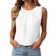 thumbnail image 1 of DHFJKG Sleeveless Tank Top Women Dressy Summer Basic Tee Scoop Neck Solid Color Pleated Business Work Wear For Office Lady Trendy Tops, 1 of 4