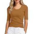 thumbnail image 1 of DHFJKG Slim Fit Basic Tee Women Half Sleeve Crew Neck T Shirt Solid Color Base Layer Top Casual Daily Wear Spring Summer Comfy Tops, 1 of 4