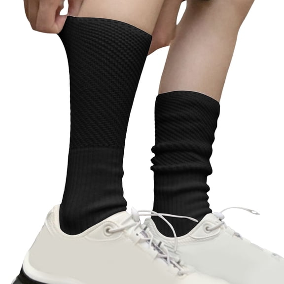 DHFJKG Slouch Socks For Women Textured-Knit Stockings Stretchy Casual Comfortable Solid Color Mid Calf Socks