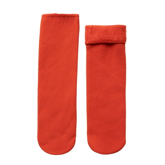 DHFJKG Snow Socks For Women Fuzzy Lining Thermal Solid Color Mid Calf Socks Seamless Soft Stockings