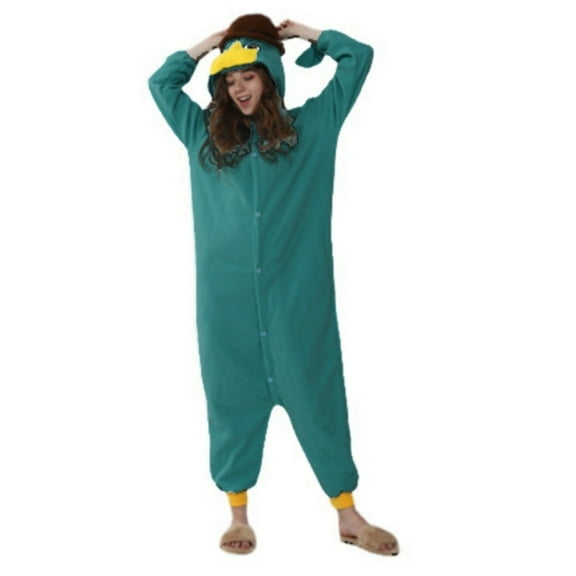 DHFJKG Snug Fit Unisex Adult Onesie Pajamas Flannel Cartoon Animal Button Up Hooded One Piece Halloween Sleepwear Loungewear Lovely Homewear