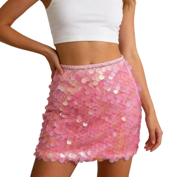 DHFJKG Sparkly Sequin Skirts For Women High Waist Bodycon Night Out Party Performance Mini Pencil Skirts