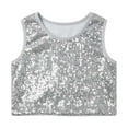 thumbnail image 1 of DHFJKG Sparkly Sequins Crop Top For Girls Carnival Performance Glitter Slim Fit Sleeveless Tee Dance Party Comfortable Tops, 1 of 4