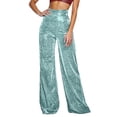 thumbnail image 1 of DHFJKG Sparkly Sequins Pants Women Wide Leg High Waisted Pants Elegant Loose Fit Glitter Flowy Palazzo Night Out Club Wear Leisure Trousers, 1 of 3