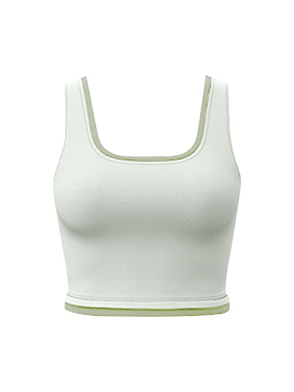 Sports Camisole Women Summer Cropped Tank Top Sports Workout Color Block Sleeveless Shirts Fitted Stretchy Yoga Gym Running Versatile Tops