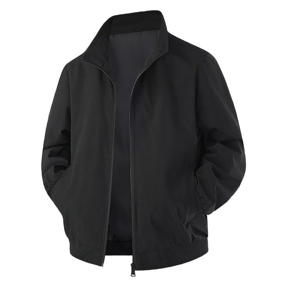 DHFJKG Stand Collar Bomber Jacket For Men Lightweight Windbreaker Solid Color Slim Fit Zipper Jackets Commute Business Work Casual Dress Comfort Outerwear