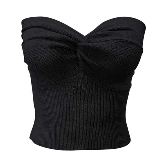 DHFJKG Strapless Tube Tops For Women Crop Tank Top Tight Twist Front Solid Color Basic Cami Shirts Casual Party Wear