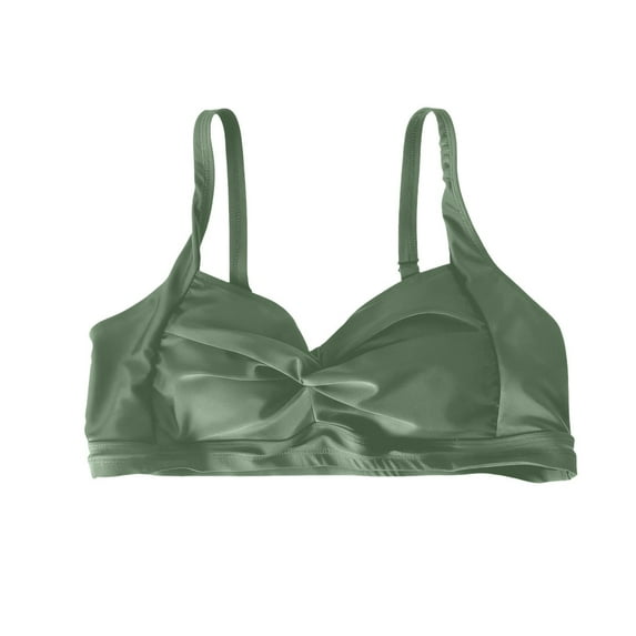 DHFJKG String Bikini Tops For Women Bathing Suit Swim Ruched Bikini Top With Adjustable Straps Solid Color Trendy Beachwear