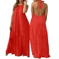 thumbnail image 1 of DHFJKG Summer Beach Dress Women Maxi Dresses Sleeveless Open Back Loose Fit Halter Solid Color Vacation Long Dress Boho Stylish Dresses, 1 of 5