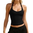 thumbnail image 1 of DHFJKG Summer Crop Tops For Women Camisole Halter Tank Top Sexy Fitted Ribbed Sleeveess Solid Color Basic Tees For Ladies Going Out Casual Cami Shirts, 1 of 5