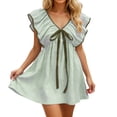 thumbnail image 1 of DHFJKG Summer Dress Womens Flounce Dresses Flutter Sleeve Flowy A Line Mini Dress V Neck Sweet Soft Dresses, 1 of 4