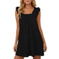 thumbnail image 1 of DHFJKG Summer Dresses For Women Casual Sleeveless Square Neck Ruffle Spaghetti Strap Flowy Mini Dress Beach Sundress Soft Dresses, 1 of 6