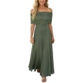 thumbnail image 1 of DHFJKG Summer Dresses For Women Off Shoulder Maxi Dress Chiffon Short Sleeve Party Flowy A-Line Wedding Guest Dress Comfortable Dresses, 1 of 7