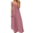 thumbnail image 1 of DHFJKG Summer Maxi Dresses For Women Spaghetti Strap Flowy Casual V Neck Beach Dress Vacation Travel Outfits Cozy Dresses, 1 of 5