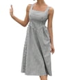 thumbnail image 1 of DHFJKG Summer Midi Dresses For Women Striped Square Neck Casual Sleeveless Swing A Line Dress Wedding Guest Dress, 1 of 9