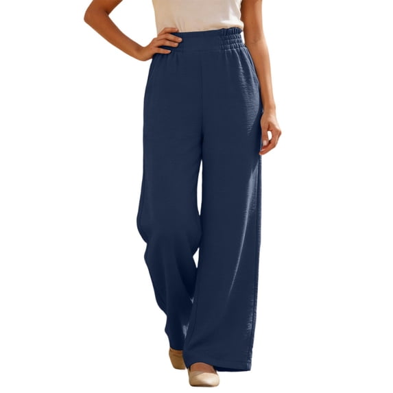DHFJKG Summer Sweatpants Women Loose Fit Wide Leg Linen Trousers With Pockets Ruffle Flowy Comfortable Trendy Trousers