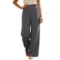 thumbnail image 1 of DHFJKG Summer Sweatpants Women Loose Fit Wide Leg Linen Trousers With Pockets Ruffle Flowy Comfortable Trendy Trousers, 1 of 5