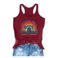 thumbnail image 1 of DHFJKG Summer Tank Top Women Graphic Tee Casual Rainbow Letter Printed Crew Neck Sleeveless Loose Fit T Shirt Comfortable Tops, 1 of 4