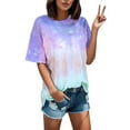 thumbnail image 1 of DHFJKG Summer Top Womens Tie Dye Casual Crew Neck Short Sleeve T Shirt Loose Fit Basic Tee Fashion Clothes Trendy Tops, 1 of 3