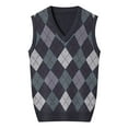 thumbnail image 1 of DHFJKG Sweater Vest Diamond Pattern Mens Knitted Layering Pullover V-Neck Sleeveless Vest Autumn Winter Cozy Jumper Tops, 1 of 5