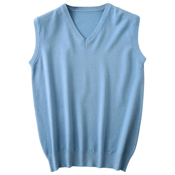 DHFJKG Sweater Vest Men's Sleeveless Knitted V Neck Solid Color Vest Lightweight For Spring Fall Soft Top