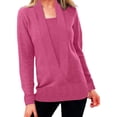 thumbnail image 1 of DHFJKG Sweaters For Women Knit Solid Color Square Neck Long Sleeve Pullover Everyday Wear Loose Fit Work Casual Comfortable Tops, 1 of 5
