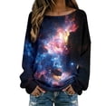 thumbnail image 1 of DHFJKG Sweaters For Women Long Sleeve Shirts Galaxy Printed Lightweight Knit Pullover Ribbed Casual Loose Fit Crewneck Soft Blouse Spring Cozy Tops, 1 of 5