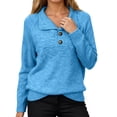 thumbnail image 1 of DHFJKG Sweaters For Women Loose Fit Solid Color Button Placket Turndown Collar Long Sleeve Knitted Top Pullover Winter Comfort Jumper Tops, 1 of 5